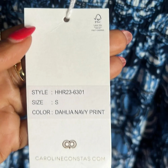 NEW caroline constas dahlia navy print dress - Picture 8 of 11